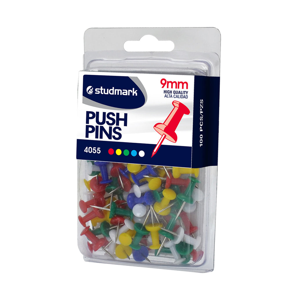 ALFILERES P/PLANOS PUSH  PNS TRANS PLASTICO  9MM (CAJITA X 100UN)