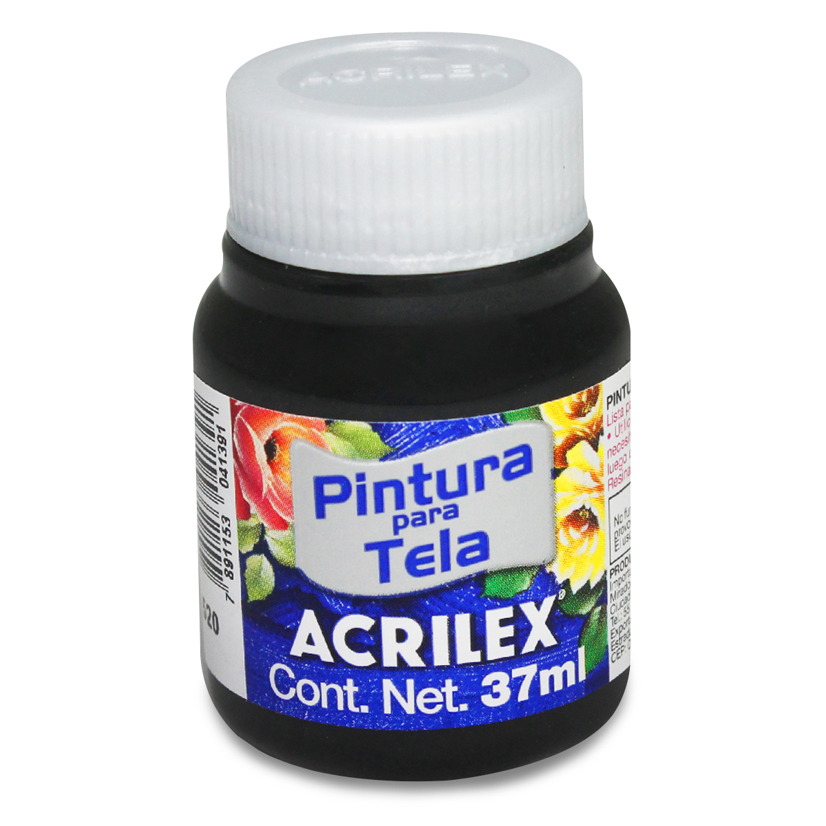 ACRILEX 04140/520  PINTURA P/TELA MATE NEGRO 37 ML X 12 UNI