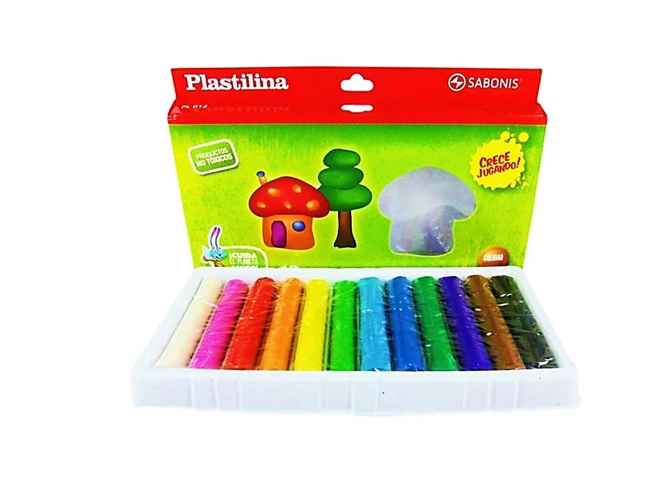 PLASTILINA X 12 UNI DE COLORES