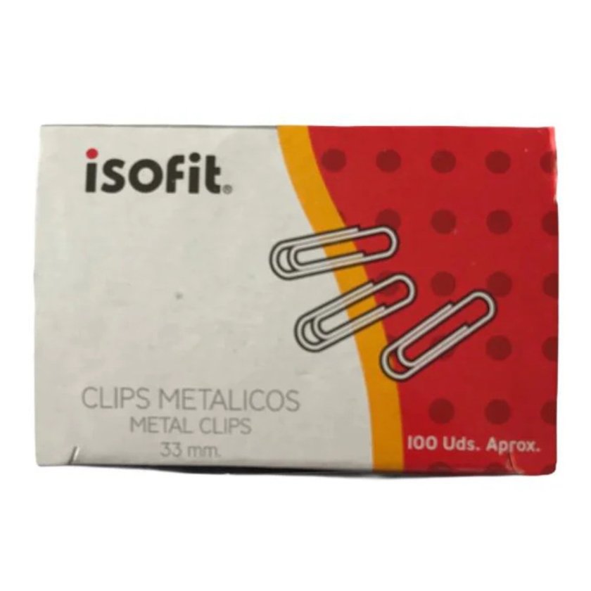 CLIP METALICO DE 33MM X 100 UNIDADES